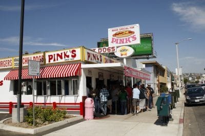 American Delicacy at Pink's Hot Dogs Restaurant Los Angeles